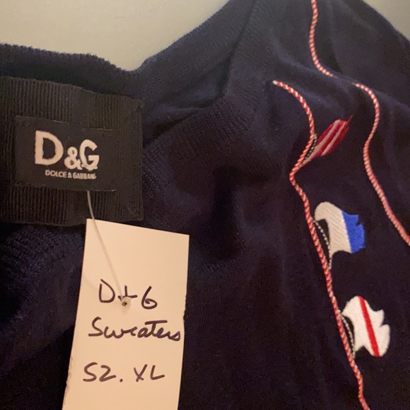 D&G by Dolce&Gabbana nautical navy sweater Sz. XL - Picture 10 of 12